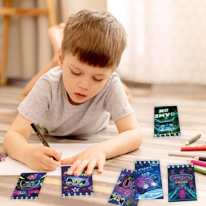 24 PCS Neon Video Games Mini Spiral Notepads Game on Party Gift Stuffer Supplies Gamer Party Decorations Gaming Small Notebooks for Neon Video Gaming Birthday Party Favors