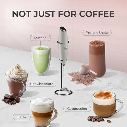Zulay Kitchen Powerful Milk Frother Wand With Duracell Batteries - Ultra Fast Handheld Drink Mixer - Electric Whisk Foam Maker for Coffee, Lattes, Cappuccino & Matcha - Z1 Motor - Black - Colors B