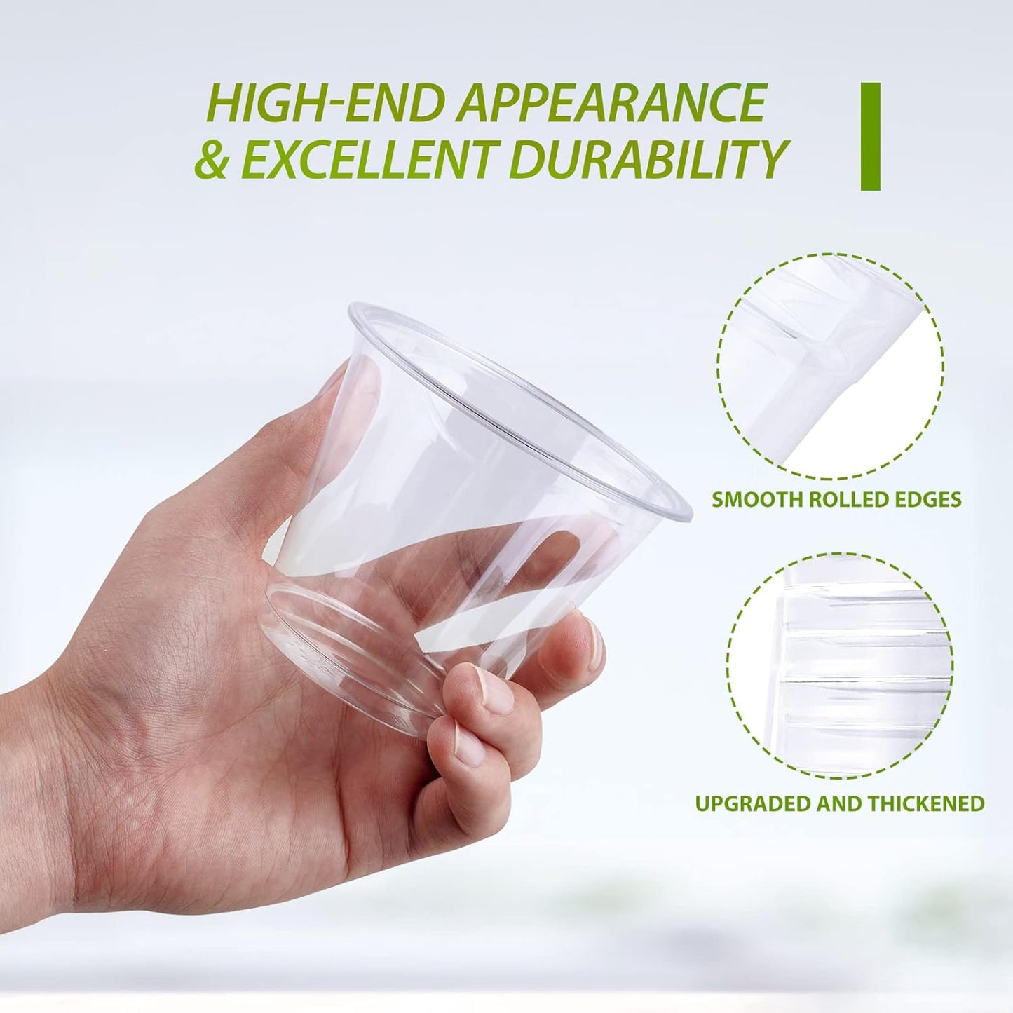 Lilymicky 200 Pack 10 oz Clear Plastic Cups, PET Disposable Drinking Cups Perfect for Birthday Parties, Ceremonies, Events