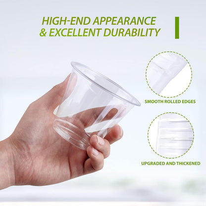 Lilymicky 200 Pack 10 oz Clear Plastic Cups, PET Disposable Drinking Cups Perfect for Birthday Parties, Ceremonies, Events