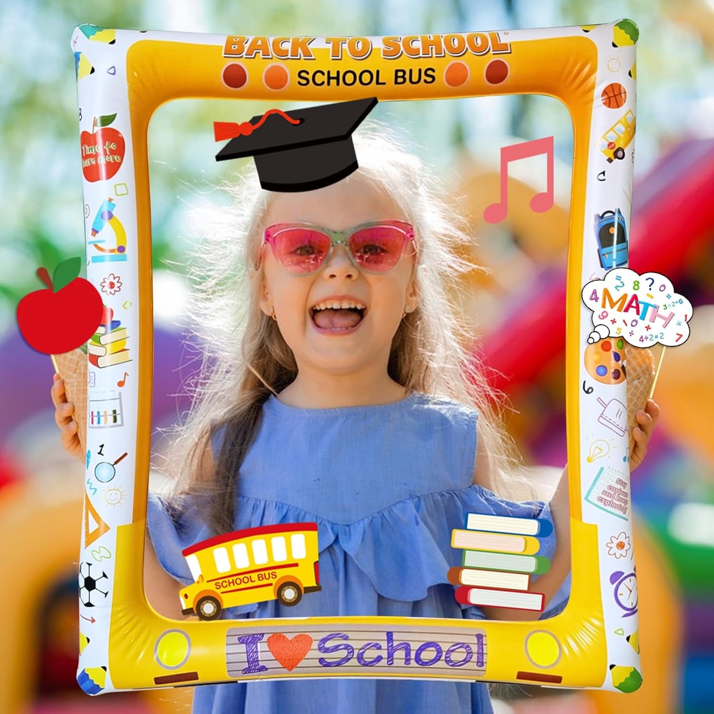 Hawaiian Photo Booth Props & Inflatable Frame, 30Pcs Luau Photobooth Props with Large Inflatable Inflatable Selfie Picture Frame for Summer Tropical Aloha Luau Party Selfie Supplies