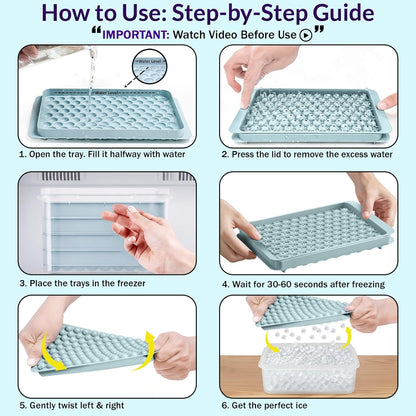 56pcs Ice Cube Tray with Lid and Bin – Stackable 4 Trays Plastic Silicone Freezer Mold, Large Ice Bucket with Scoop, Tong & 2 SS Straws – Easy Release Ice Maker for Cocktail, Coffee, RV, Whiskey