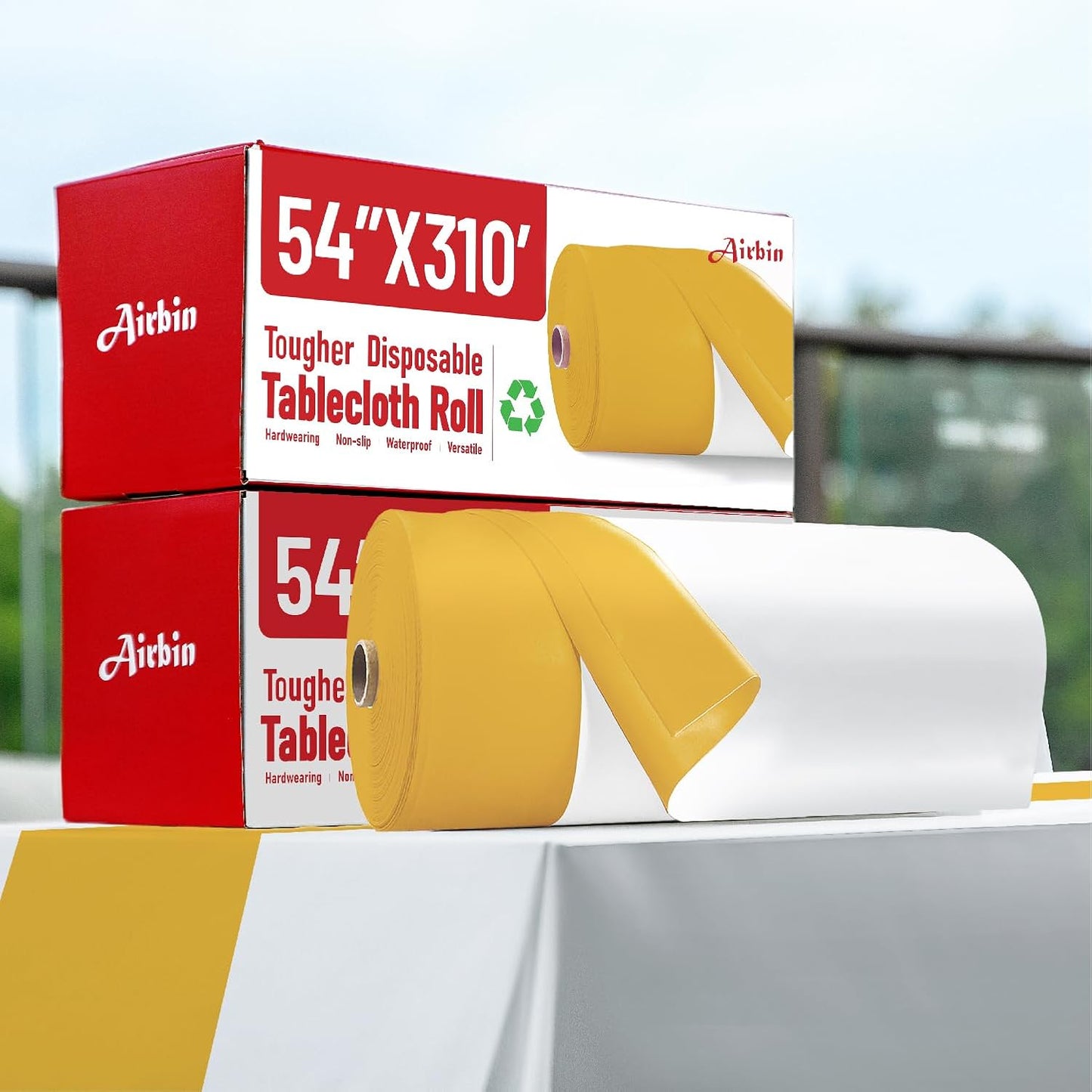 Plastic Table Cloth, 310 Ft X 54 in Disposable Tablecloth White Plastic Tablecloth with Any Cut Sliding Cutters Premium Table Cover Roll for Picnics, Parties, Birthdays, Weddings