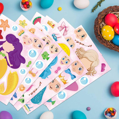 24 Sheets Make-a-face Cupcake Stickers Make Your Own Dessert Stickers Mix and Match Sweets and Fruit Treats Party Favor Supplies for Kids Ice Cream Sticker Games Birthday DIY Art Crafts