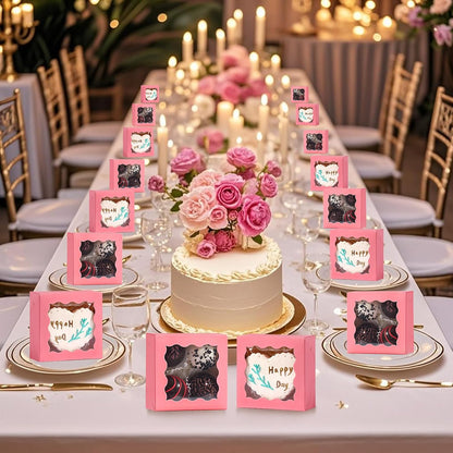 RomanticBaking 3 ¼" x 3 ¼" x 1 ½" 50PCS Chocolate Truffle Boxes for 4，Cookies Boxes Mini Bakery Boxes with Window for Brownie,Soap,Donut