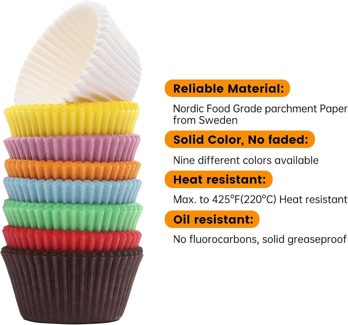 Bake Choice Non-stick 200pcs Standard Cupcake Liners for Baking, Natural, Food-grade Cupcake Wrapper, Greaseproof Parchment Muffin Liners