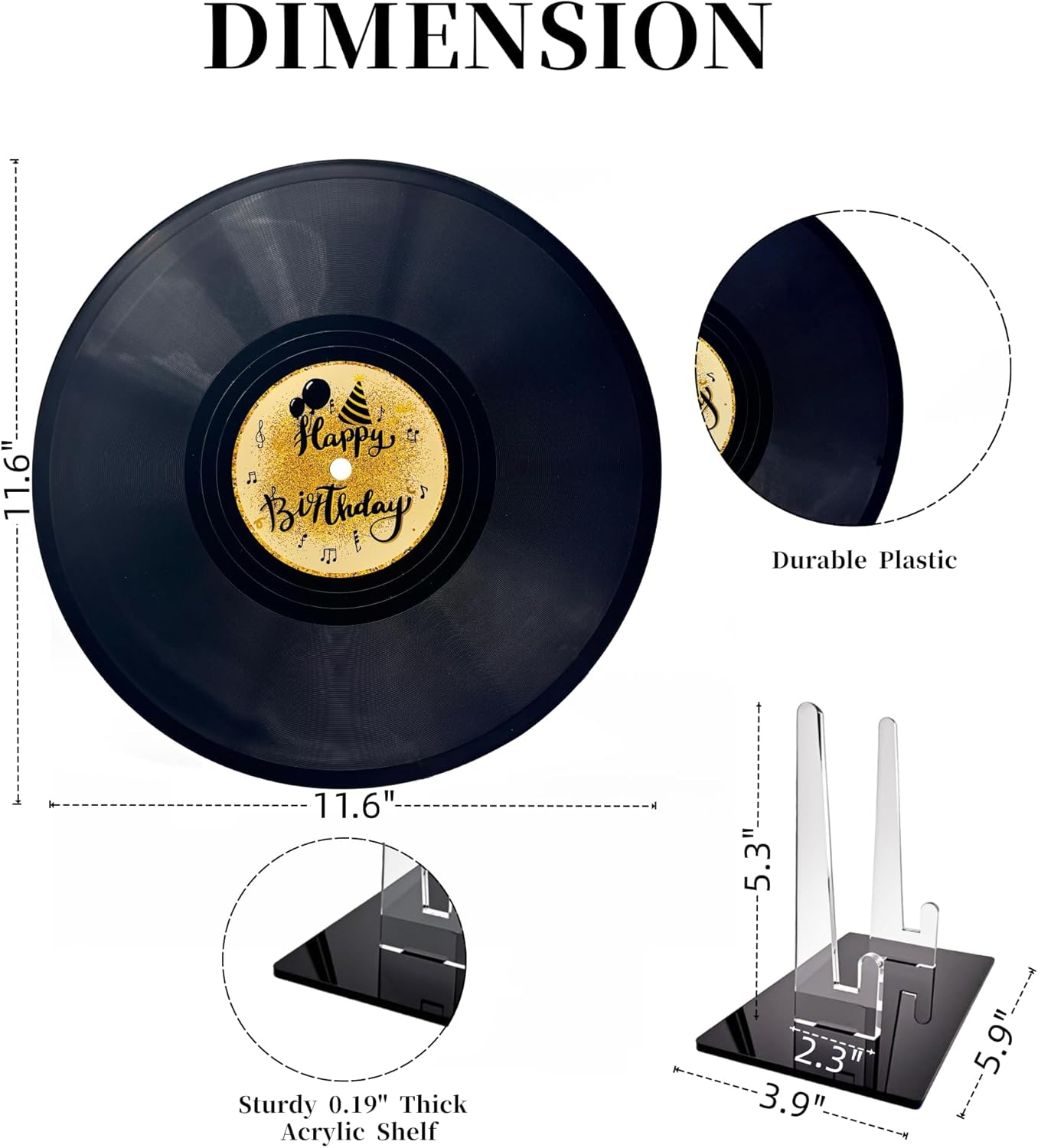 REEGII Vinyl Record Style Birthday Guest Book for Birthday Decorations - Large 11.6"x11.6" Sign-In Poster with 12 Pens | Unique Keepsake Gift for Birthday Party Decor (Happy Birthday, Golden, 11.6"L x 11.6"W)