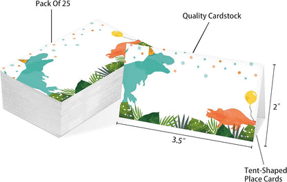 Table Place Card, Jungle Safari Animals Themed Tent Style Cards, Pack of 25 Half-Fold Reception Place Card, Gold Wild Animal Food Labels, Perfect for Baby Shower, Birthday Party C08