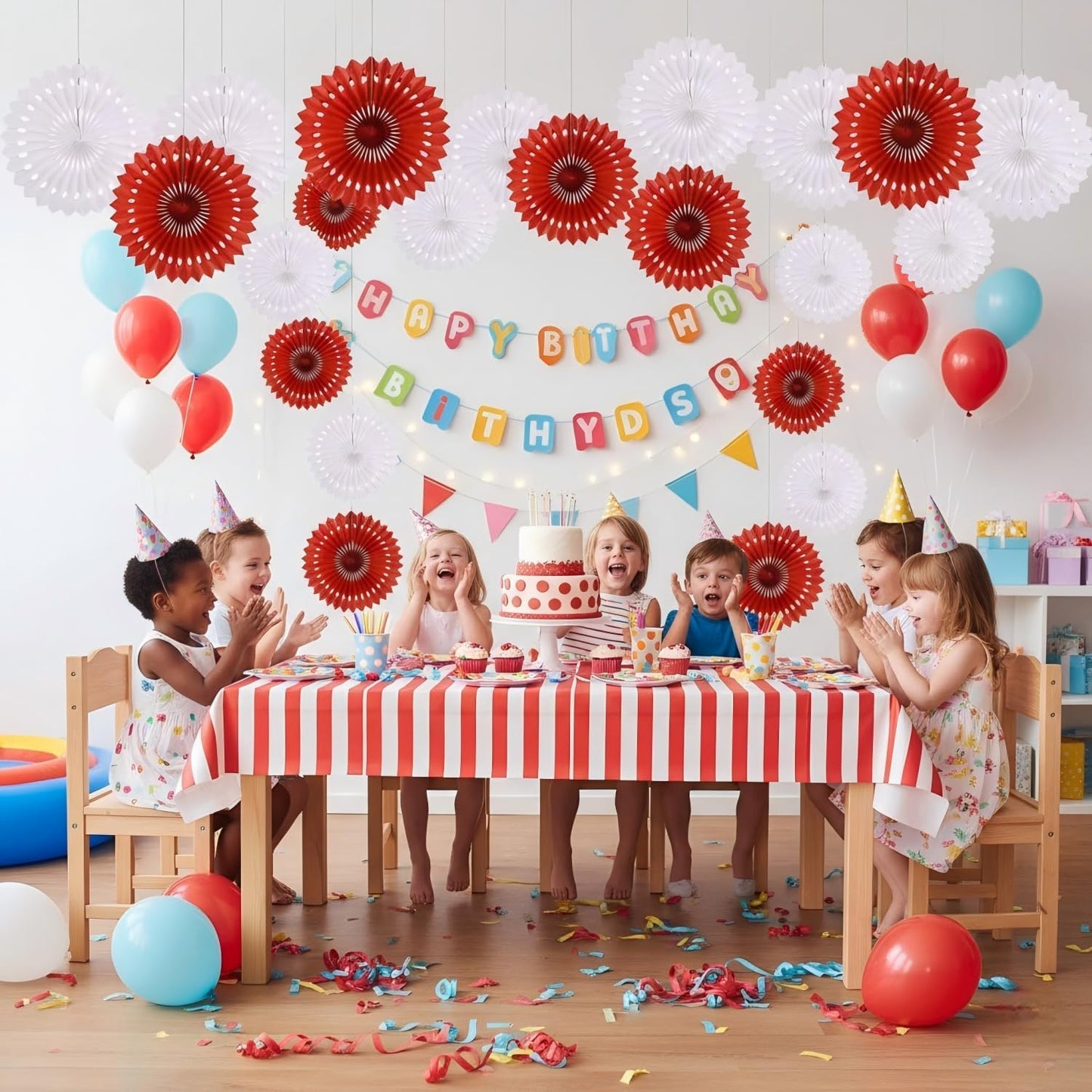 12PCS Colourful Paper Fans Party Decorations,Rainbow Hanging Ceiling Honeycomb Round Tissue Paper Fans for Mexican Engagement Fiesta Cinco De Mayo Party Decorations