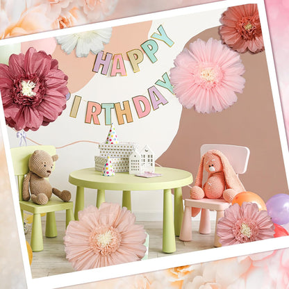 Giegxin 20 Pcs 31.5'', 23.6'', 11.8'', 9.8'' Pink Giant Paper Flower Boho Large Tissue Flower for Wall Pink Pom Pom Floral Decoration for Wall Wedding Bridal Shower Classroom Tea Party Birthday Decor