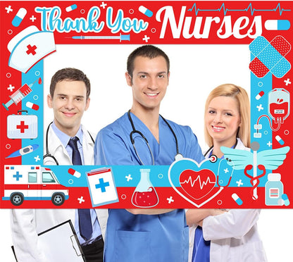 Thank You Nurses Photo Props Frame 2026 Graduation Nurse Week Photo Booth Props Selfie Photobooth Props for Photography Party Decorations Supplies