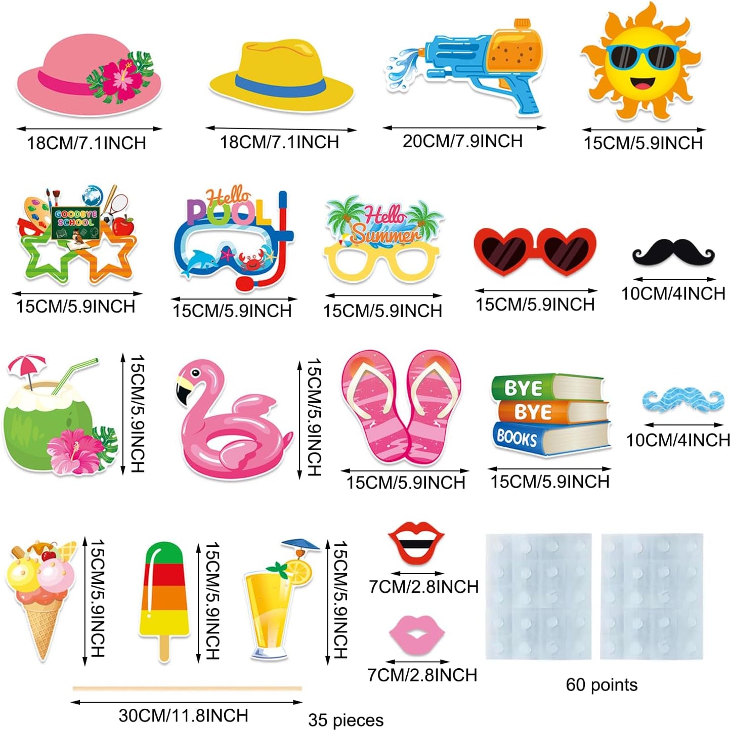 School's Out for Summer Photo Props Last Day of School Decorations Peace Out School Hello Summer Photo Booth Props Goodbye School Hello Pool Summer Vacation Party Decoration Supplies 35 Pieces