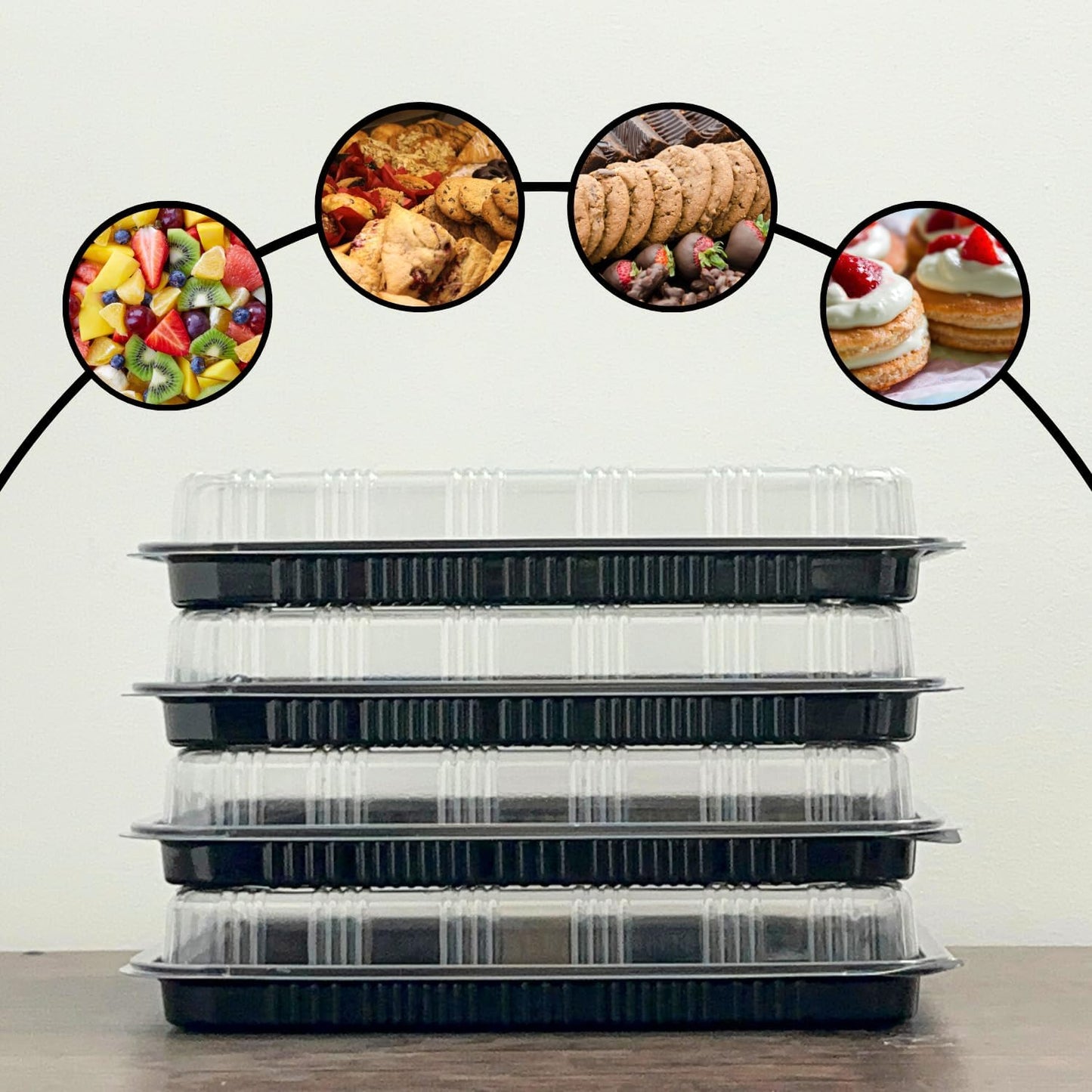 6 Pack Catering Trays with Lid – 13" Serving Trays with Lids - Reusable Serving Platter With Lid for Catering, Buffet, Picnics & Events – Party Trays With Lids (13.39 × 9.84 × 2.95 inch)