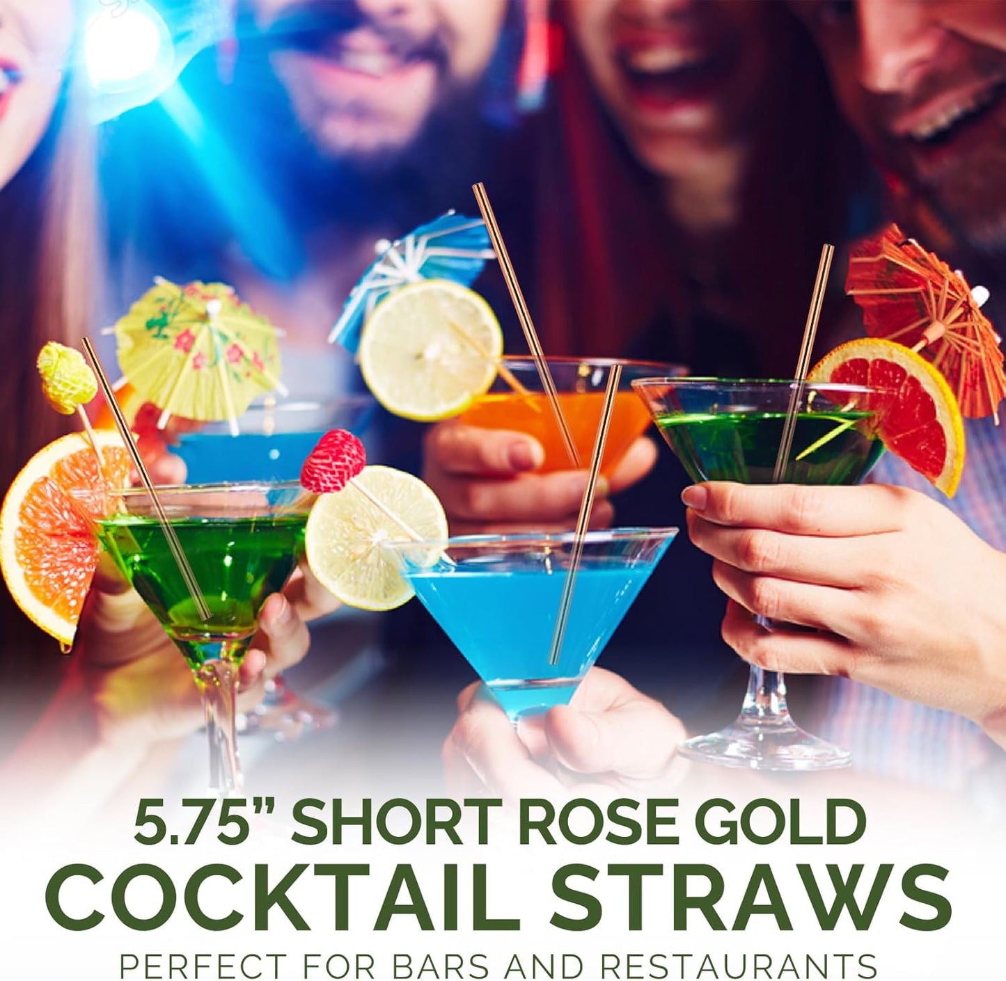 5.75 inch Orange Paper Cocktail Straws, Short Disposable Drinking Straws 500 Counts, Unwrapped - Compostable