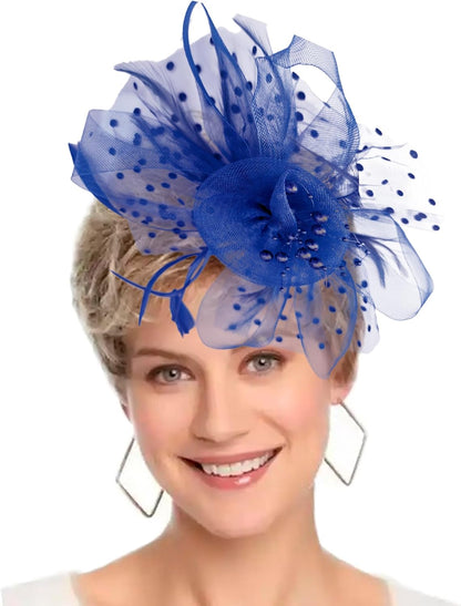 Fascinators Hat Women Tea Party Headband Flower Cocktail Mesh Feathers Hair Clip Kentucky Derby Hat Wedding