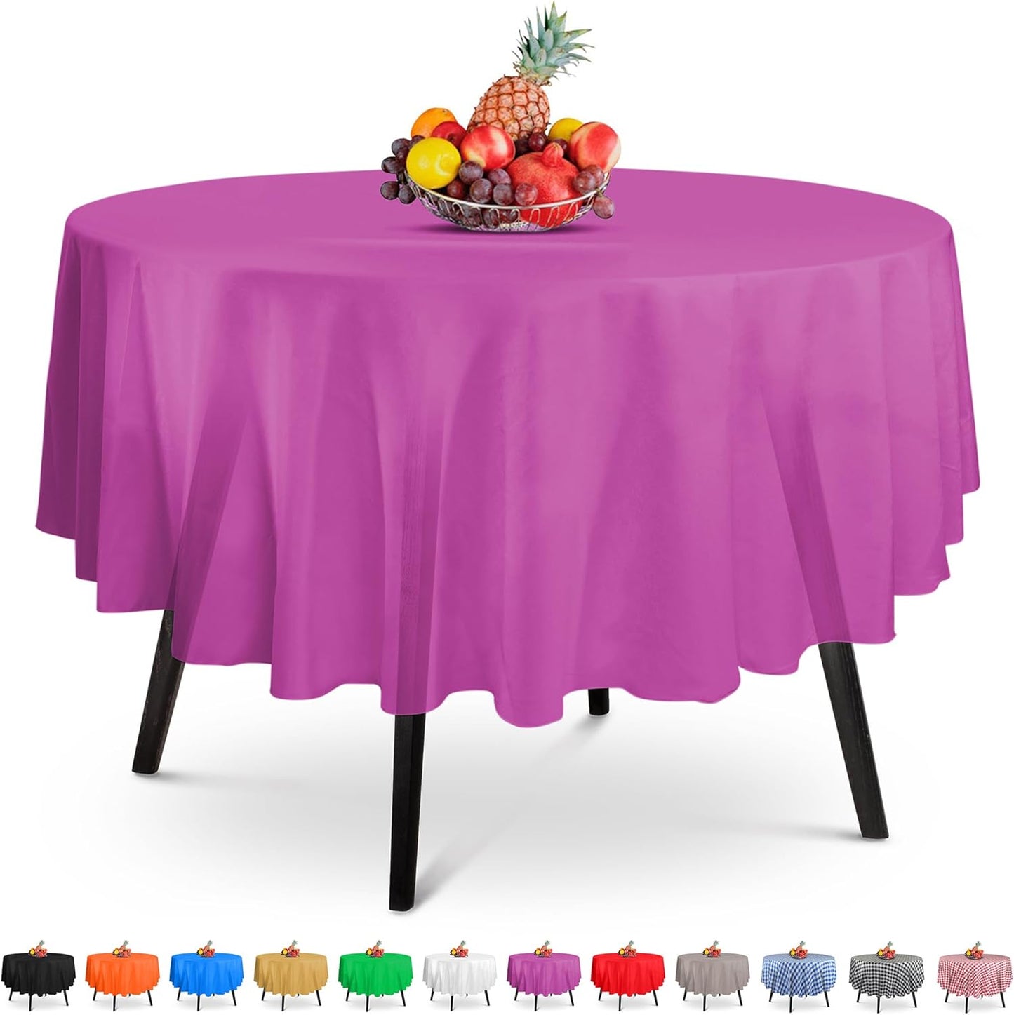 14 Pack Black 54 x 108 in. Rectangle Disposable Plastic Tablecloths - Smooth Decorative Covers for Parties, Weddings