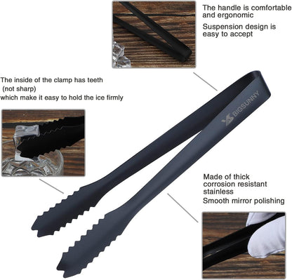 MSY BIGSUNNY Durable Stainless Steel Ice Tongs, 7 inch Sugar Cube Serving Tongs, Set of 2