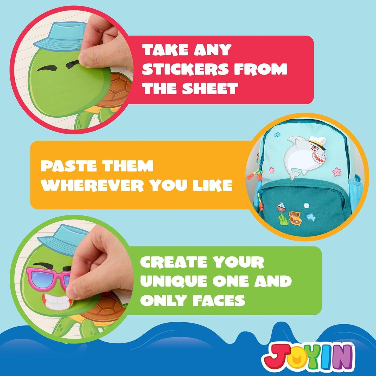 JOYIN 24 Sheets 9"x6" Make a face Stickers for Kids, Make Your Own Stickers with Unicorn, Dinosaur, Sea and Safari Animals, Party Favors Kids Crafts, Goodie Bags Stuffers Classroom Activities