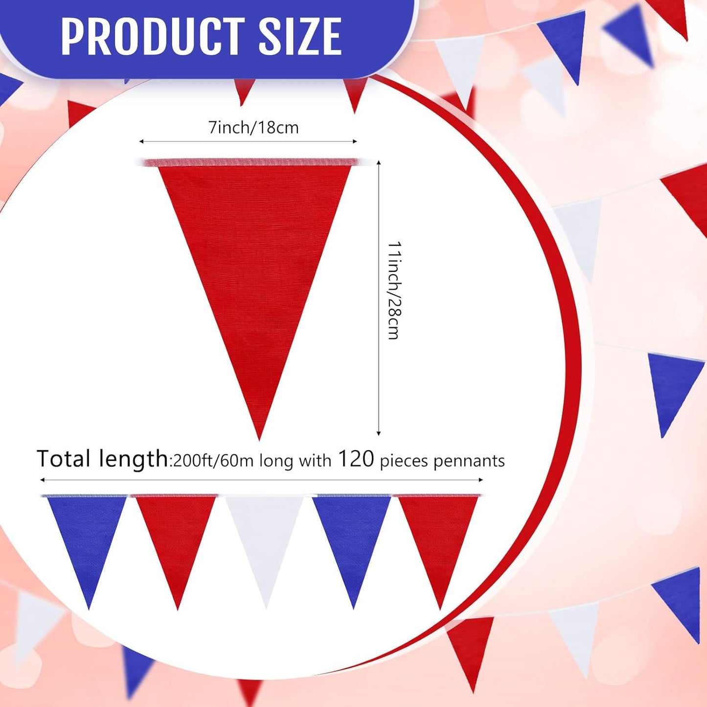 Tatuo 200 Feet Solid Pennant Banners Flags String Triangle Hanging DIY Bunting Flags Party Decorations for Grand Opening Party Banners for Kids Birthday, Shops (White)