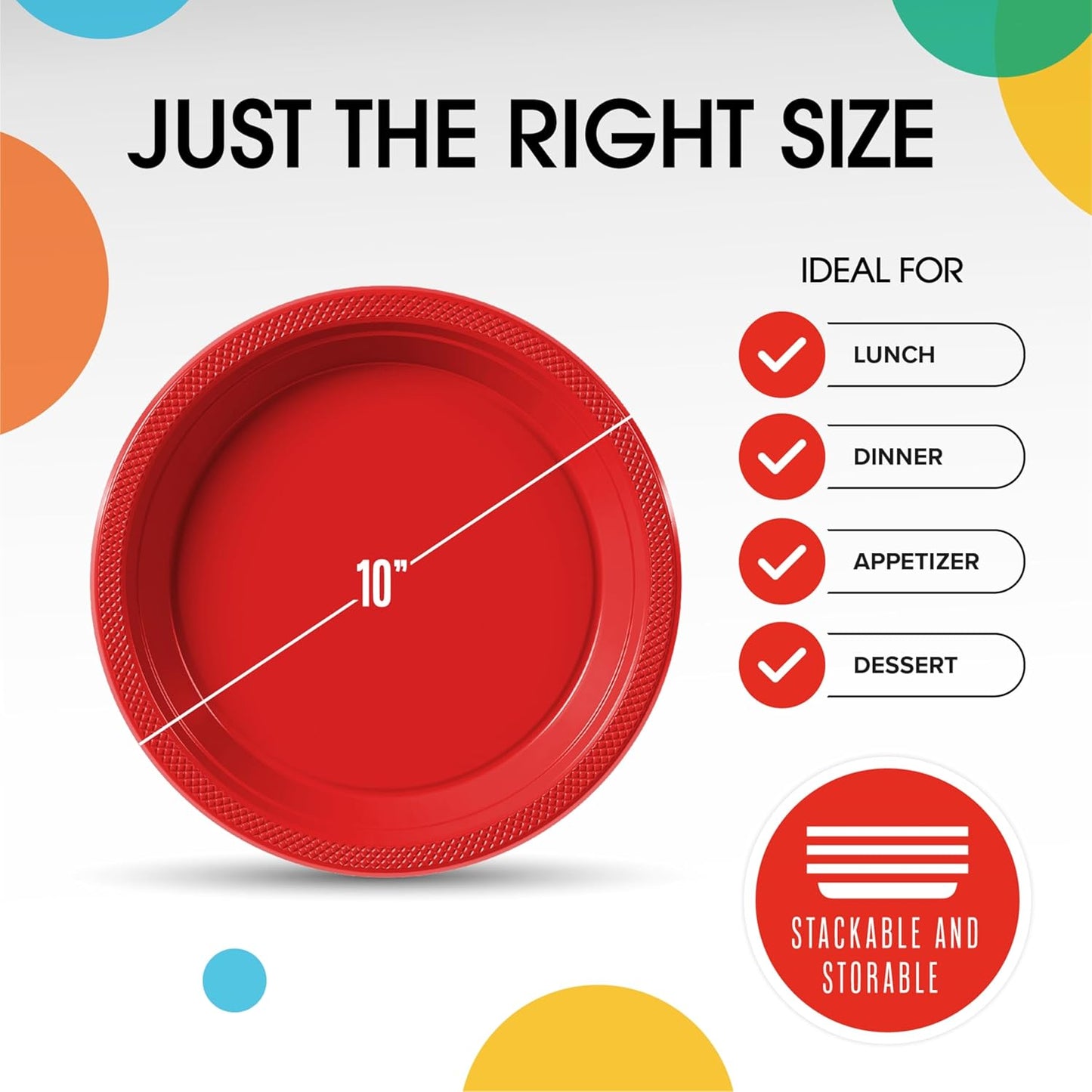 Party Solids Black Plastic Plates For Party 10" Black Disposable Plates For Party Supplies 100 Pcs Plastic Dinnerware Sets Heavy Duty 350 GSM Disposable Dinnerware Set