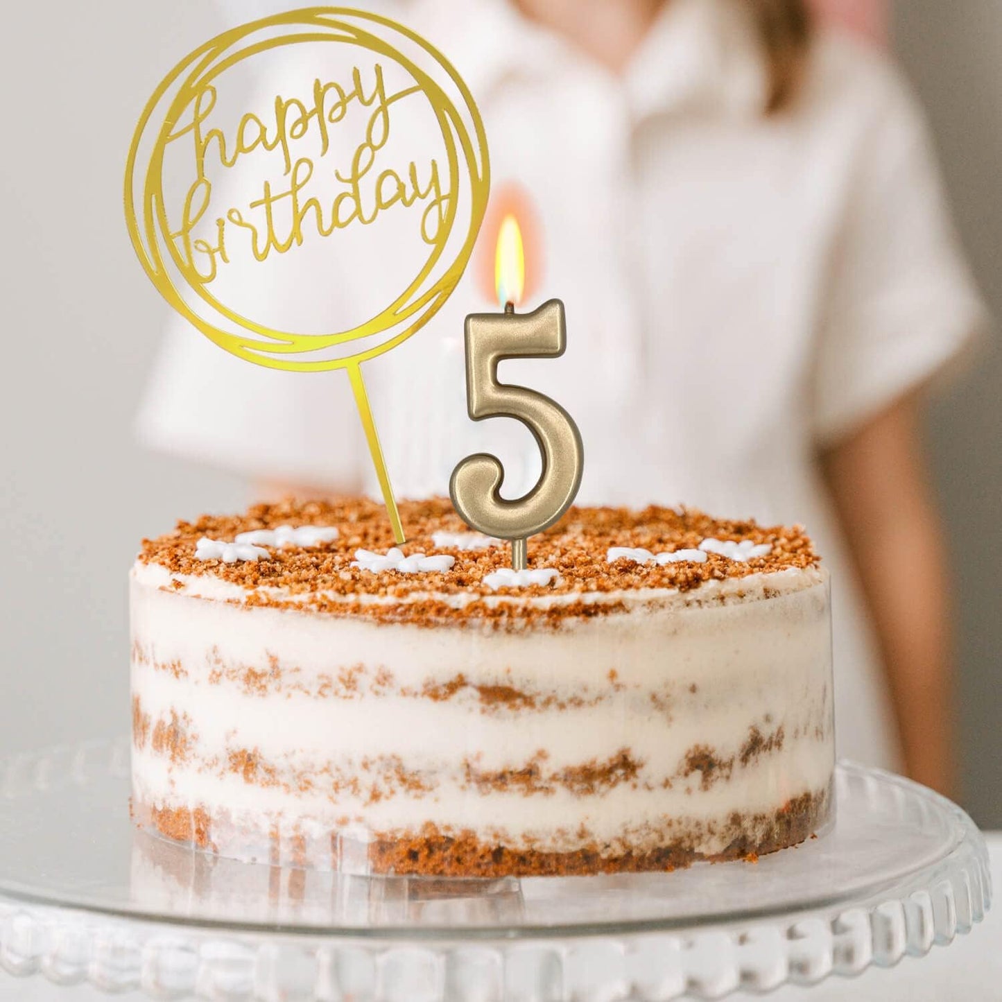 10-Piece Number Birthday Candles - Glitter Cake Toppers for Birthday & Wedding Parties
