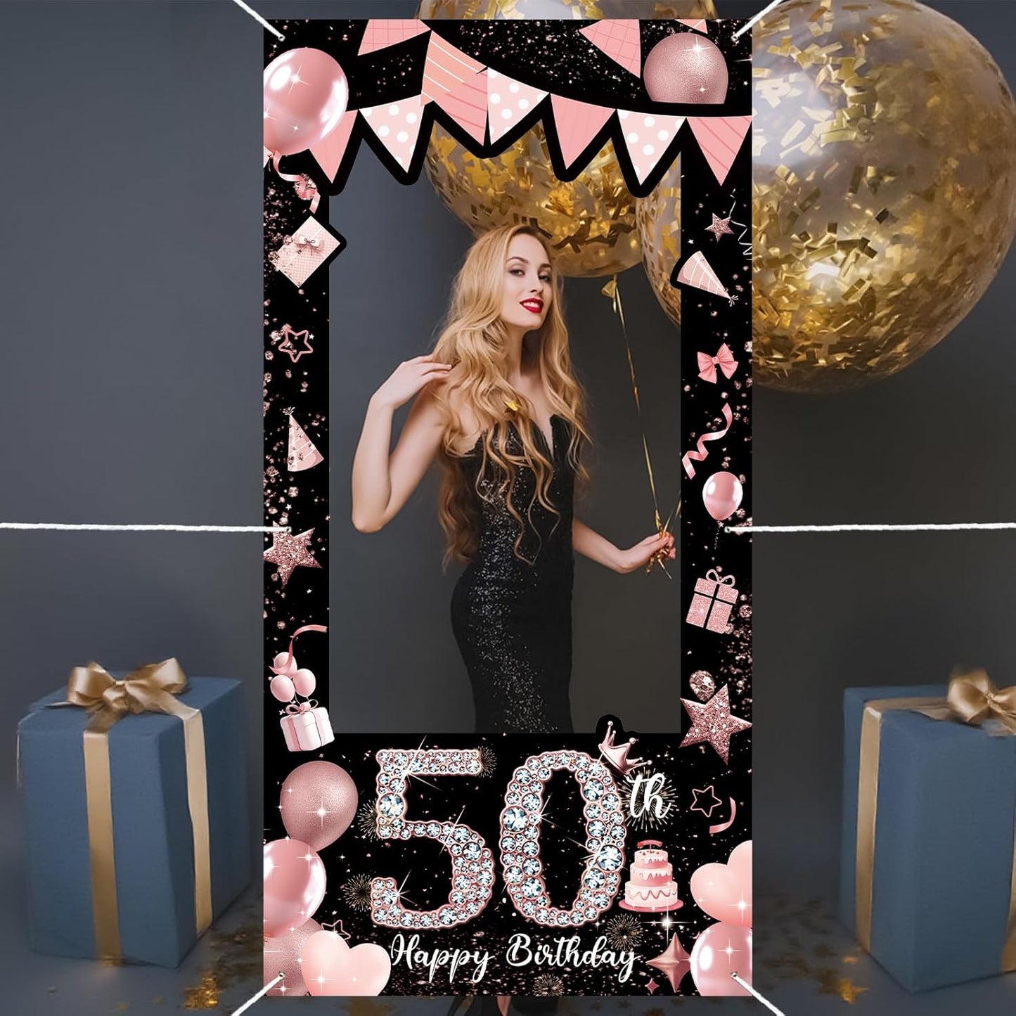Pink 80th Birthday Neon Photography Banner Backdrop Glow Party Disco Dance Neon Theme Birthday Banner Photo Frame Props Props Selfie Background Face Cutout Photo Props Decoration