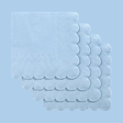 NatNarr 120 Pcs Cocktail Napkins Pink Mothers Day Paper Napkins Light Pink Dessert Beverage Napkin Cute Scalloped Party Napkin for Baby Bridal Shower, Birthday, 5 x 5 Inch