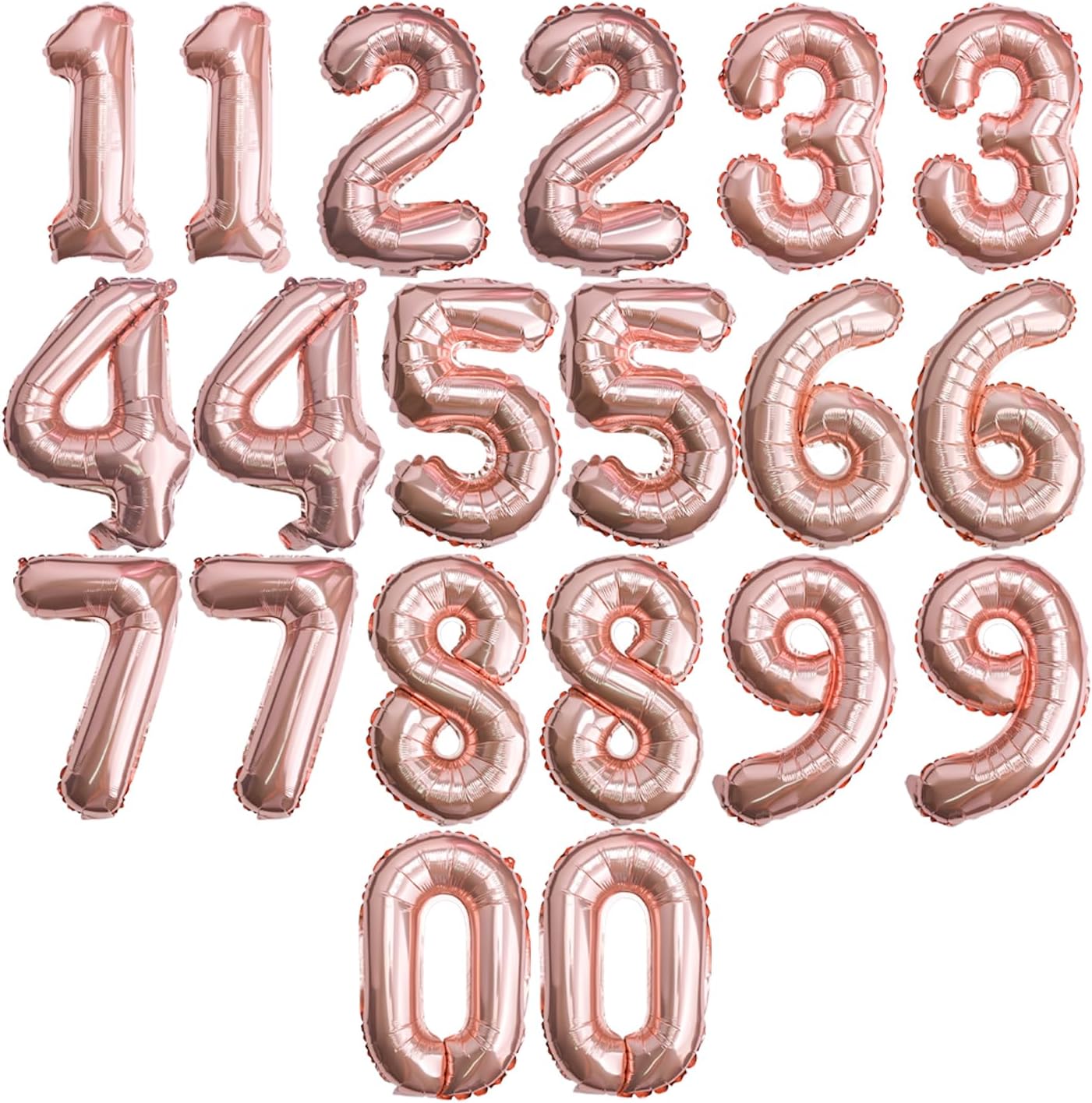 [20 Pcs] 16" Gold Foil Number Balloons (2 sets of 0-9) - Mylar Aluminum Hanging Decorations for Graduation, Birthday, Christmas & New Year's Eve Parties