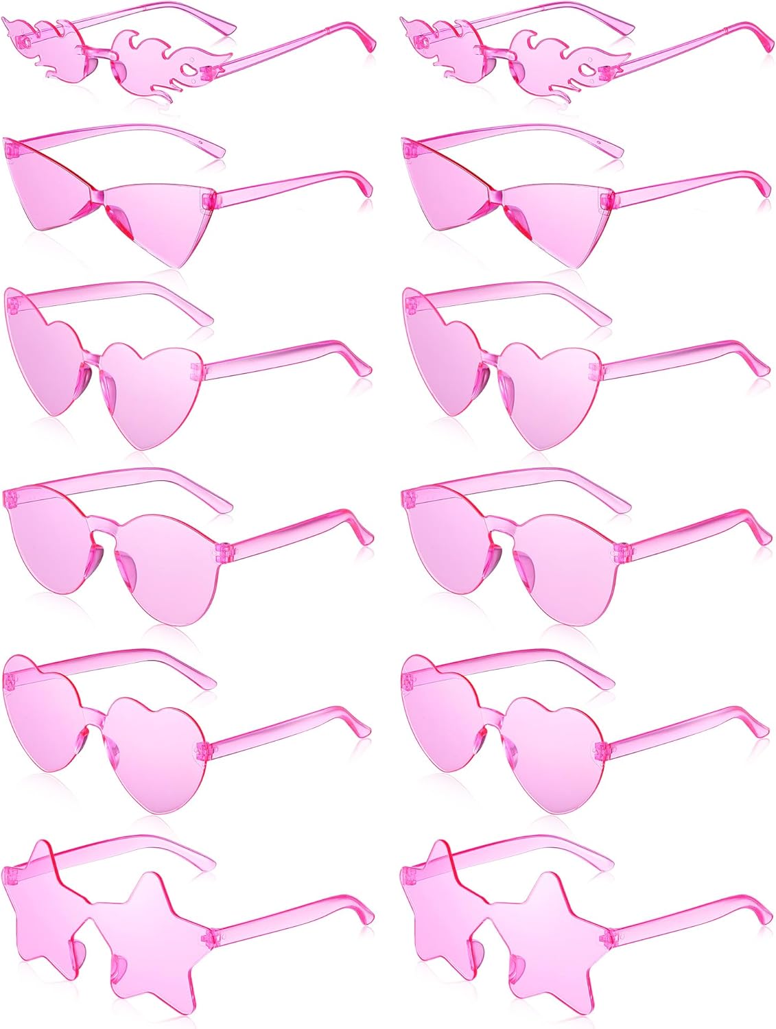 Kanayu 12 Pcs Mixed Style Rimless Sunglasses Retro Party Favors Eyewear for Bachelor Party Photoshoot Costume Accessories