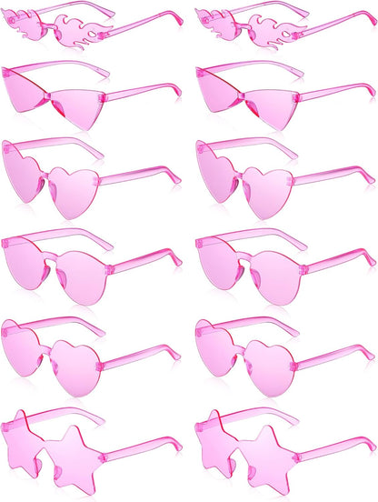 Kanayu 12 Pcs Mixed Style Rimless Sunglasses Retro Party Favors Eyewear for Bachelor Party Photoshoot Costume Accessories