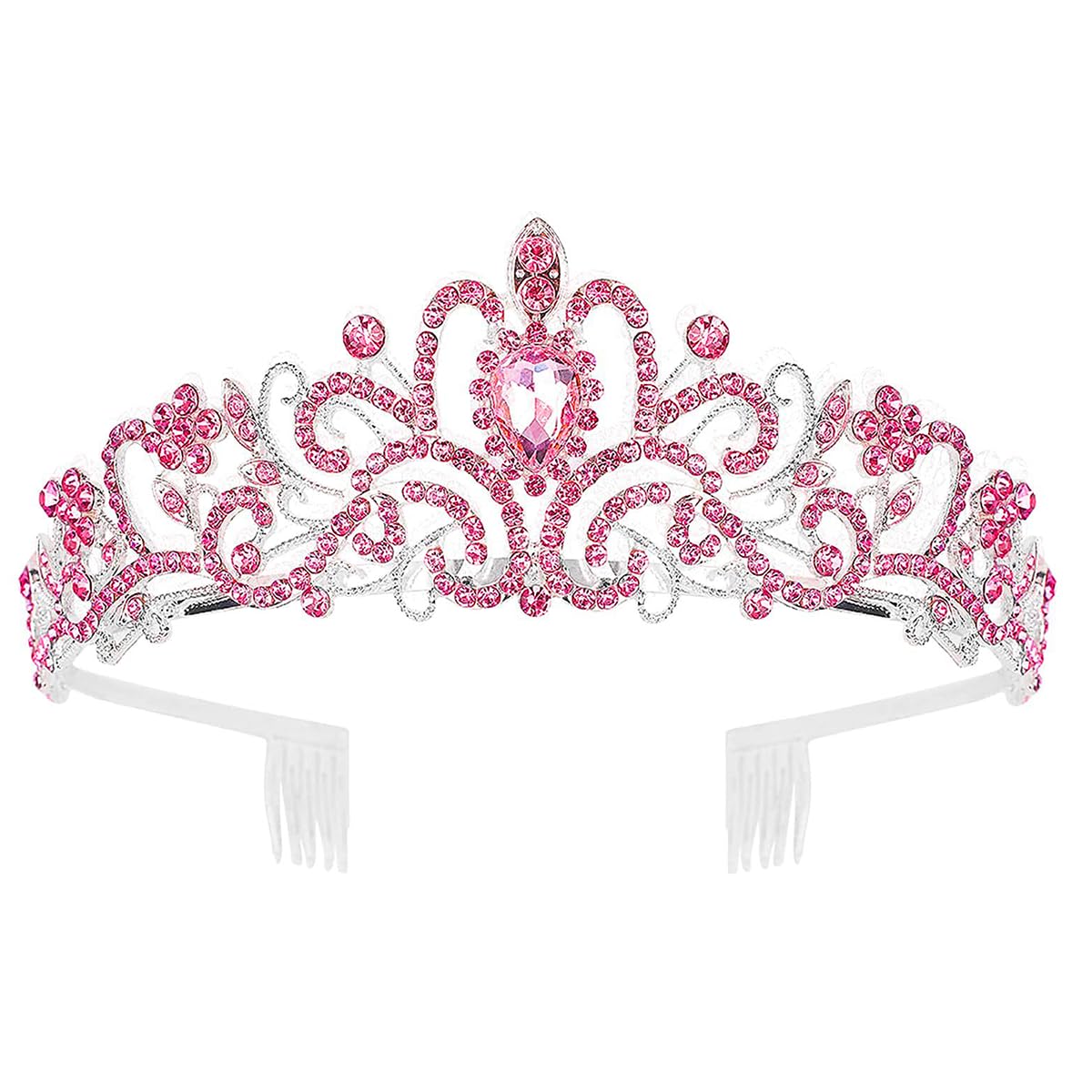 Tiara Crown for Women, Headband Hair Accessories for Birthday Wedding Party Costume Pink