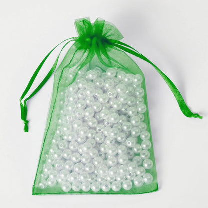 100PCS White Organza Bags, 4x6 Inch Small Mesh Bags Drawstring, Jewelry Gift Bags for Easter, Party, Festival, Bathroom Soaps, Makeup