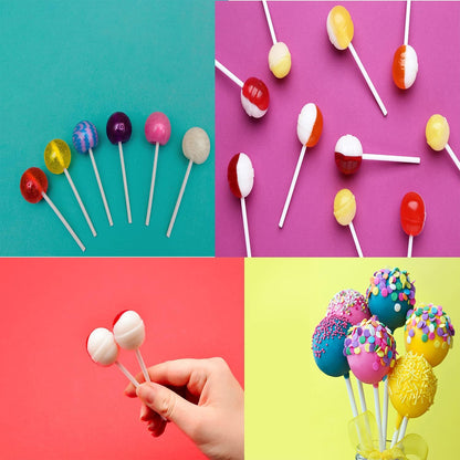 8 Inch White Lollipop Sticks, Lollipop Treat Sticks, for Homemade Candy, Cookies, Dessert, 200 Pcs