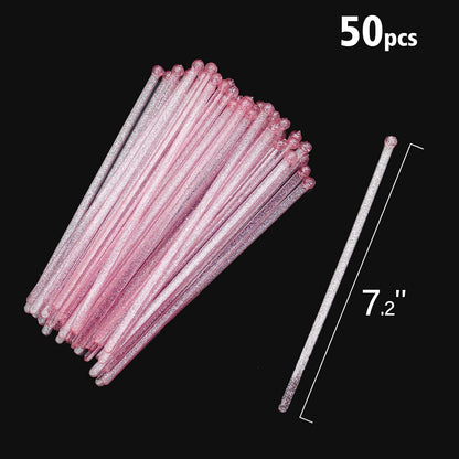 hapray 100-PCS 5 Colol Plastic Swizzle Sticks, Crystal Cake Pops, Cocktail Coffee Drink Stirrers, Stir Sticks, 7.24 Inch (Pink, Yellow, Blue, Purple, Green)