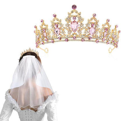 Silver Birthday Crown Headband with Sash for Women - Rhinestone Tiara for Birthday Parties