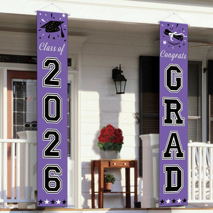 DAZONGE 2026 Graduation Decorations Blue, Congrats Grad Porch Banner for Any Schools or Grades 2026 Graduation Party Decorations