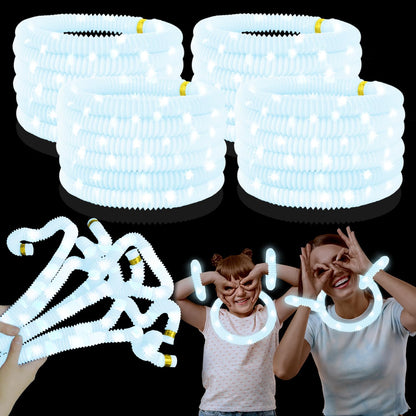 Orange Glow Sticks Party Favors Supplies for Kids 24 PCS,4th of July LED Light up Pop Tubes for Toddlers,Neon Necklaces Bracelets Accessories,Birthday Dance Party 250th Anniversary Camping Toys Gifts