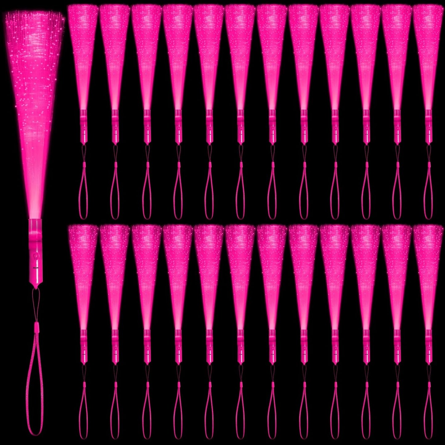 24 Pack Red Glow Fiber Optic Wands Bulk Huge Light up Wand Glow Sticks 14.2 Inch with 3 Light Modes for Christmas Valentine's Day 4th of July Concerts Clubs
