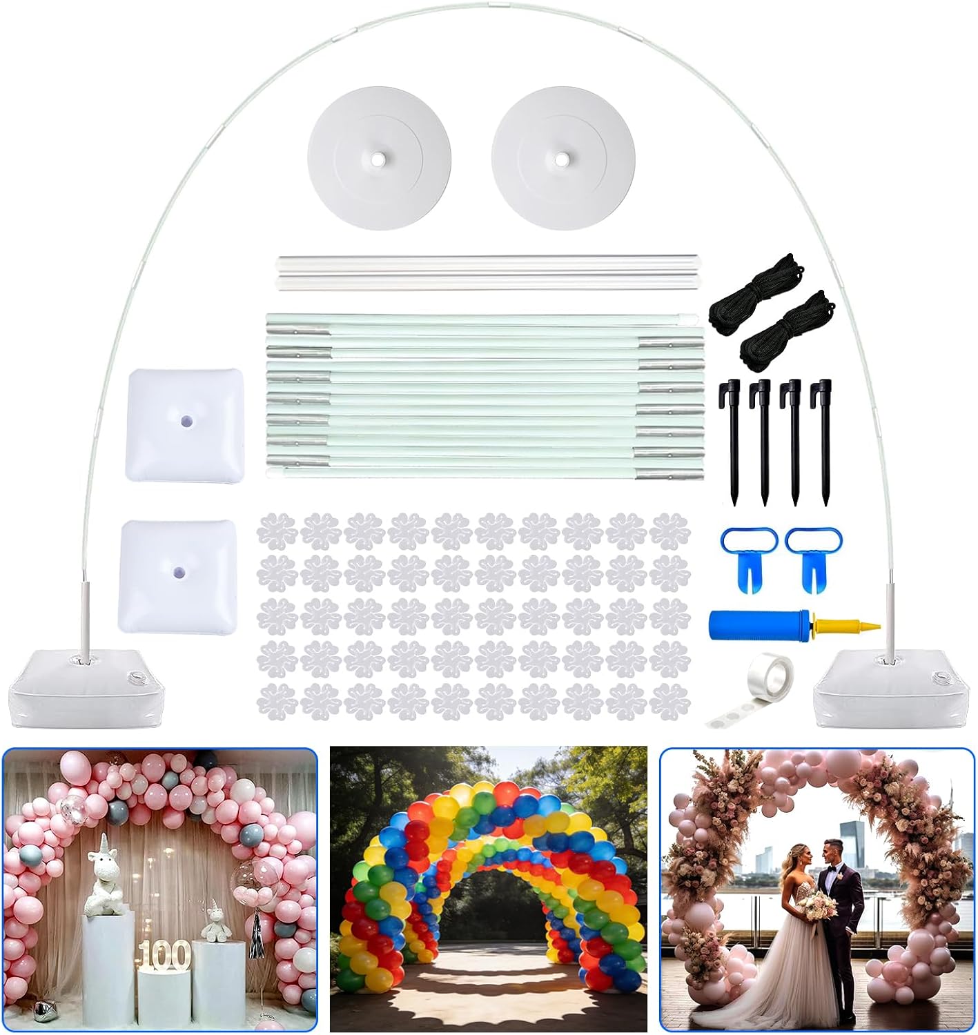 Balloon Arch Kit Stand with Foldable Storage, 10FT Wide & 9FT Tall Adjustable Balloon Arch Frame, Includes Thicken Water Fillable Base,for Wedding, Baby Shower, Birthday, Graduation Party Backdrop