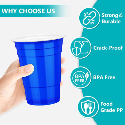 LANLISA 50 Gold Plastic Cups, 16 oz Disposable Cups, Drinking Cups For Birthday Party Supplies, Graduation, Thanksgiving Decorations, Harvest, Fall, New Years