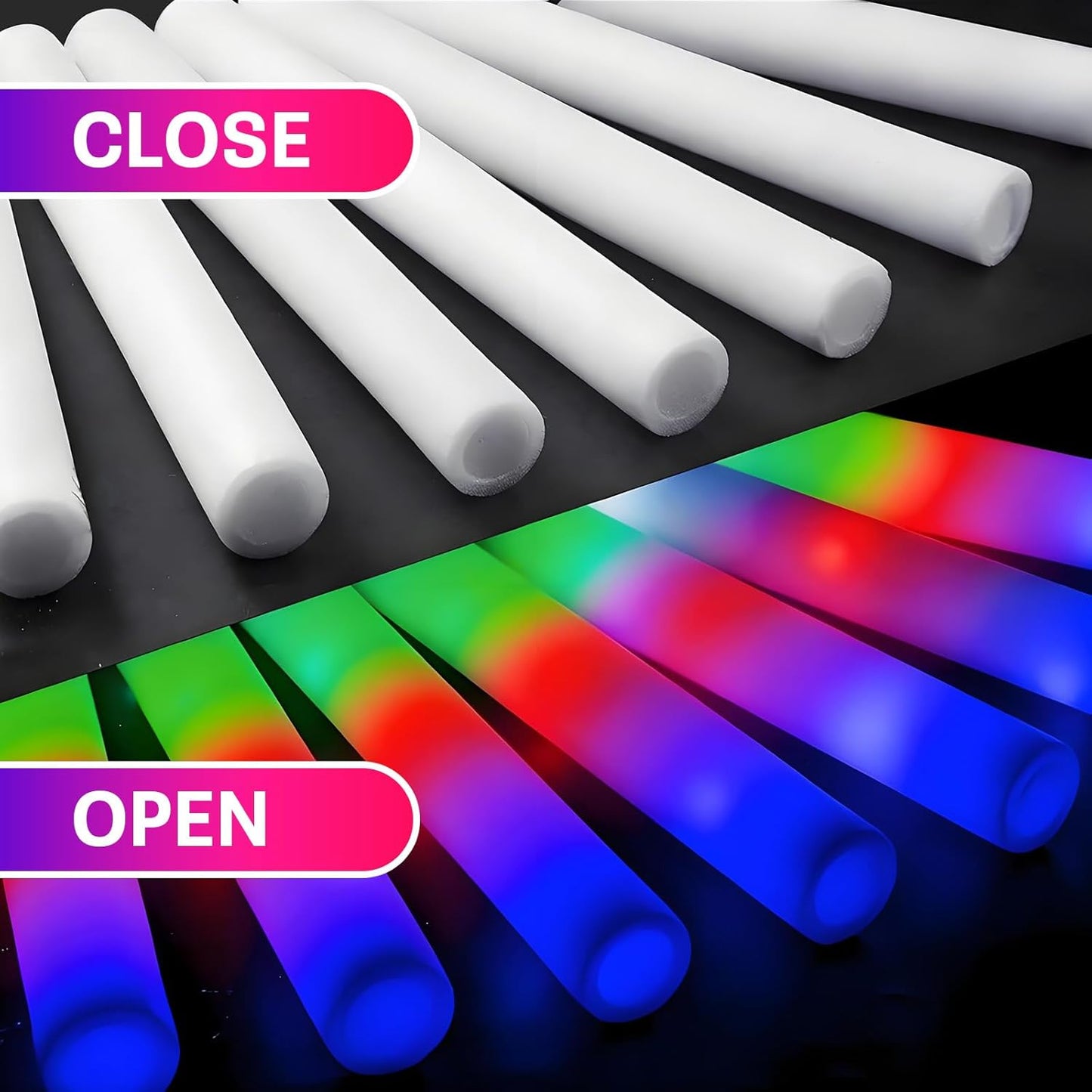 12pcs Foam Glow Sticks,Party Favors Supplies,3 Flashing Modes Glow In The Dark Party Supplies, Light Up Foam Sticks for Wendding Raves Camping Outdoor