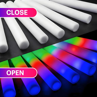 12pcs Foam Glow Sticks,Party Favors Supplies,3 Flashing Modes Glow In The Dark Party Supplies, Light Up Foam Sticks for Wendding Raves Camping Outdoor