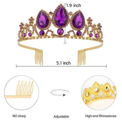 Velscrun Girls Rapunzel Crown, Princess Tiara Headband, Multicolored Crowns for Birthday Party and Halloween Cosplay