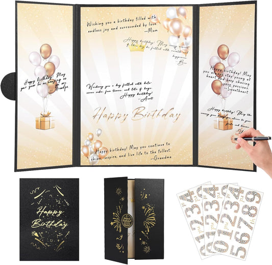 Rose Gold Birthday Party Decorations,18" x 12" Creative Birthday Decorations Guest Sign in Book Alternative, for Men and Women of All Ages, Happy Birthday Party Supplies