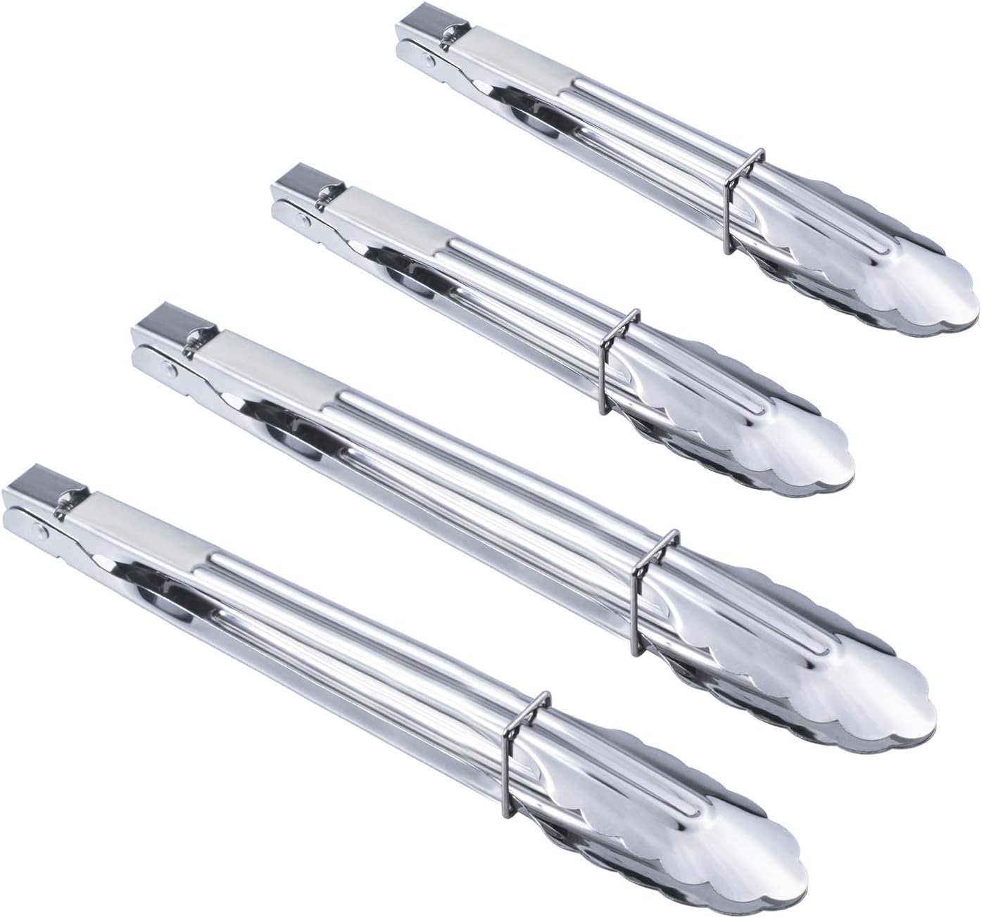HINMAY Stainless Steel Serving Tongs Grilling Tongs for Cooking Camping Barbecue (12-Inch 3 Pieces)