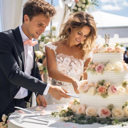 Cake Cutting Set For Wedding, Wedding Cake Knife And Server Set, Mr And Mrs Forks And Cake Cutter Set For Wedding, Bridal Shower Gifts, Engagement Gifts For Couples (Silver)