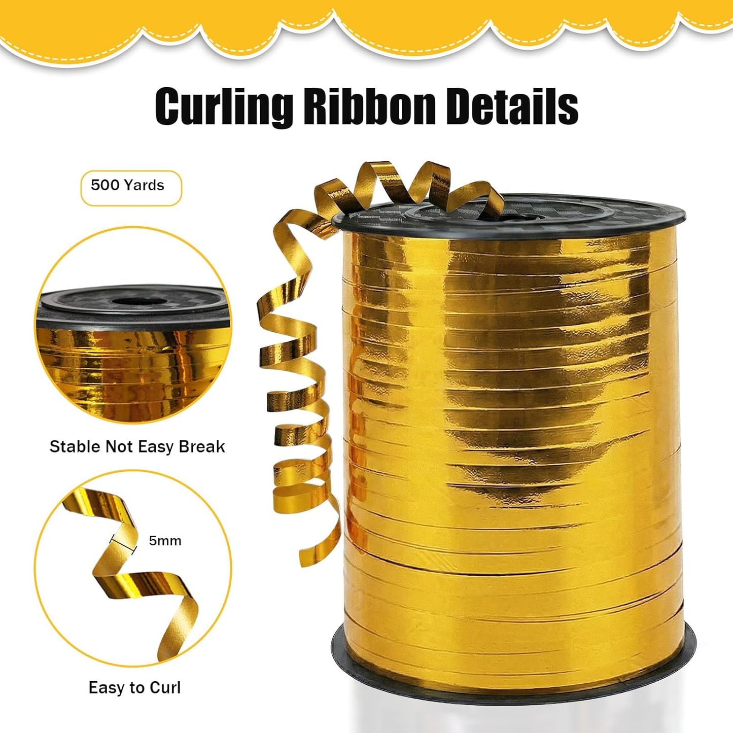 500 Yards Curling Ribbon，Bright Silver Balloon String Ribbon，for Gift Wrapping，Party Decoration, Wedding,Birthday，Art Crafts, Florist Flower