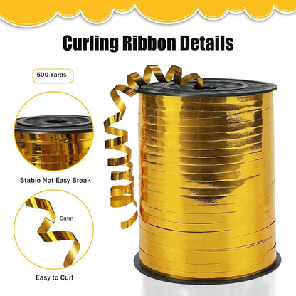 500 Yards Curling Ribbon，Bright Silver Balloon String Ribbon，for Gift Wrapping，Party Decoration, Wedding,Birthday，Art Crafts, Florist Flower