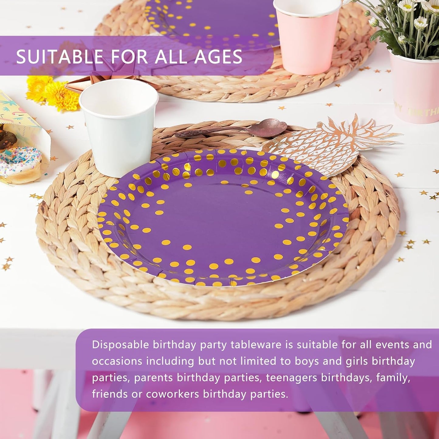 75PCS Paper Plates and Napkins Set - White and Gold Dot Disposable Party Dinnerware Includes Paper Plates, Napkins, Forks Decorations for 2026 New Year, Birthday, Wedding and Holiday, Serves 25