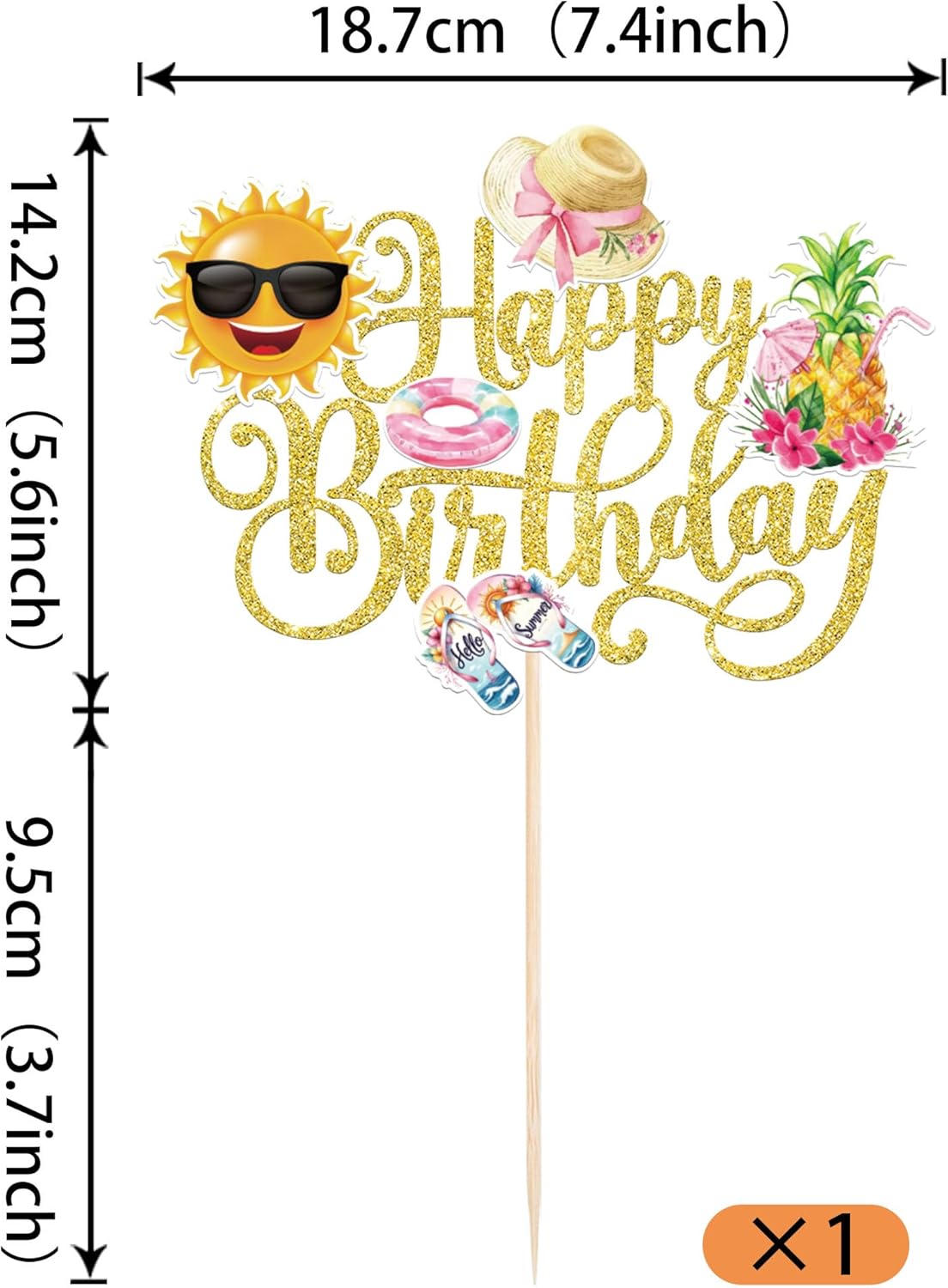 28 PCS Tropical Cupcake Toppers Glitter Leaf Pineapple Flower Palm Tree Flamingo Cupcake Picks Aloha Cake Decorations for Summer Hawaiian Luau Theme Baby Shower Birthday Wedding Party Supplies